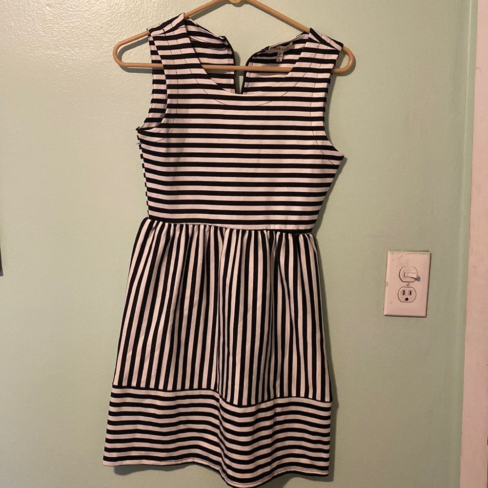 Black and white striped dress